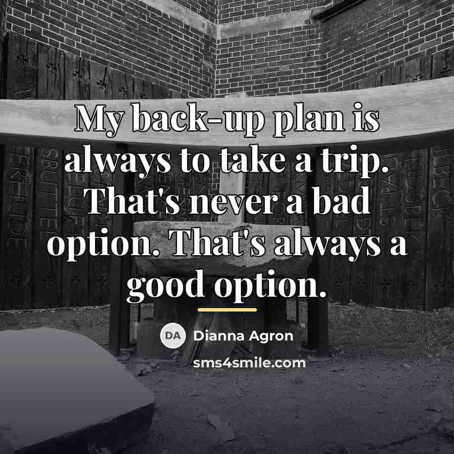 “My back-up plan is always to take a trip. That's…” quote by Dianna Agron