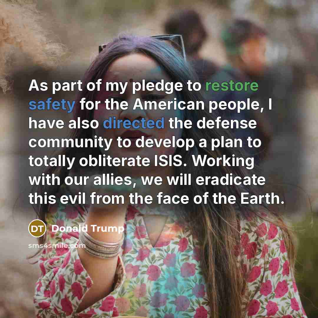 “As part of my pledge to restore safety for the…” quote by Donald Trump