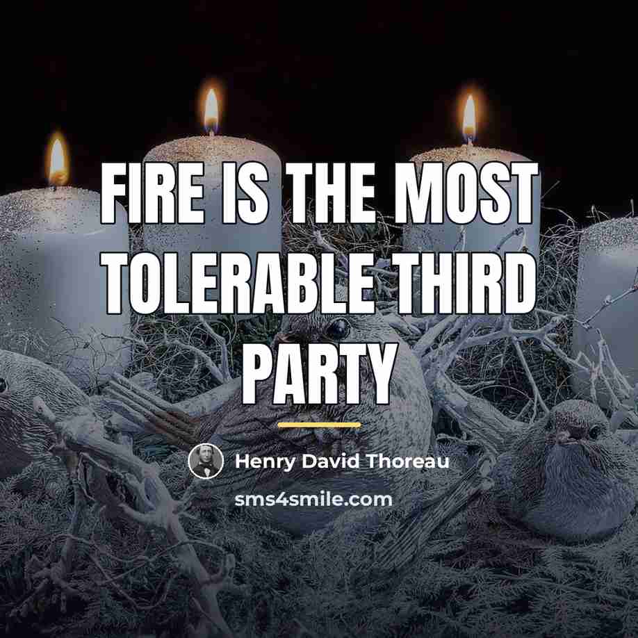 “Fire is the most tolerable third party…” quote by Henry David Thoreau