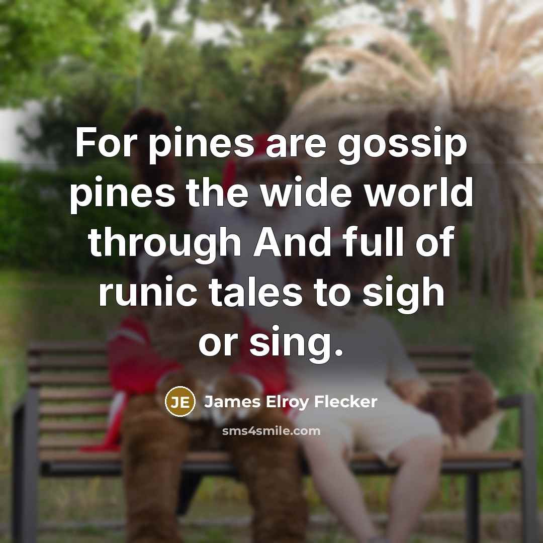 “For pines are gossip pines the wide world through And…” quote by James Elroy Flecker