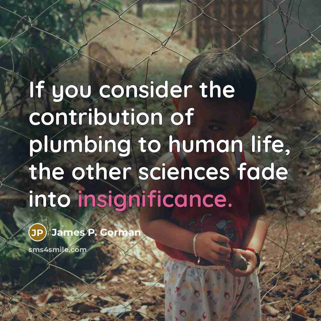 “If you consider the contribution of plumbing to human life,…” quote by James P. Gorman