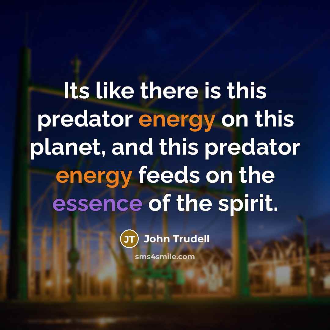 “Its like there is this predator energy on this planet,…” quote by John Trudell