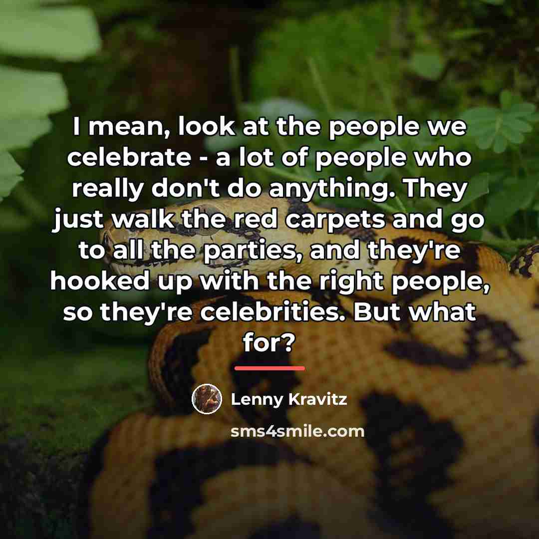 “I mean, look at the people we celebrate - a…” quote by Lenny Kravitz