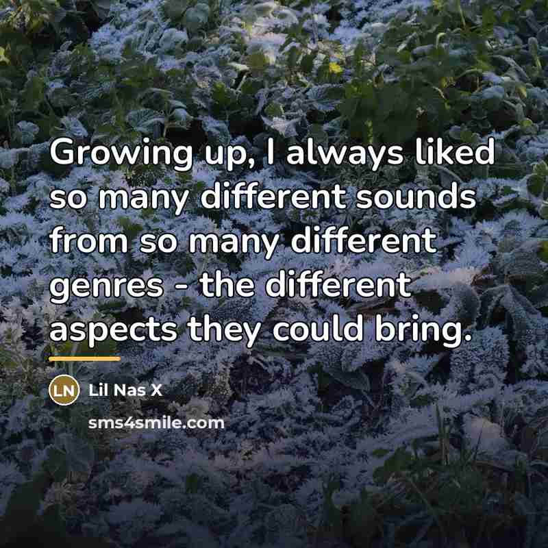 “Growing up, I always liked so many different sounds from…” quote by Lil Nas X