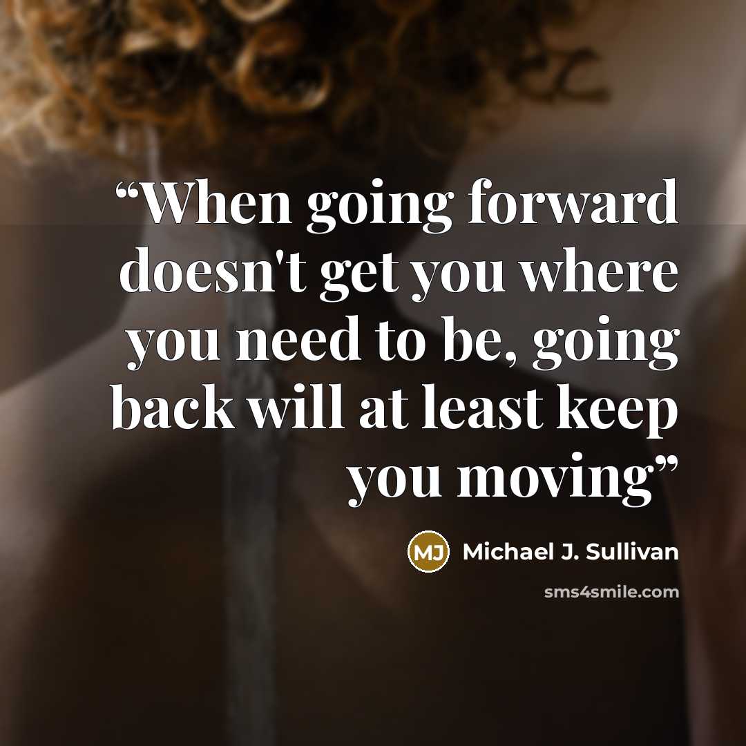 “When going forward doesn't get you where you need to be, going back will at least keep you moving” quote by Michael J. Sullivan