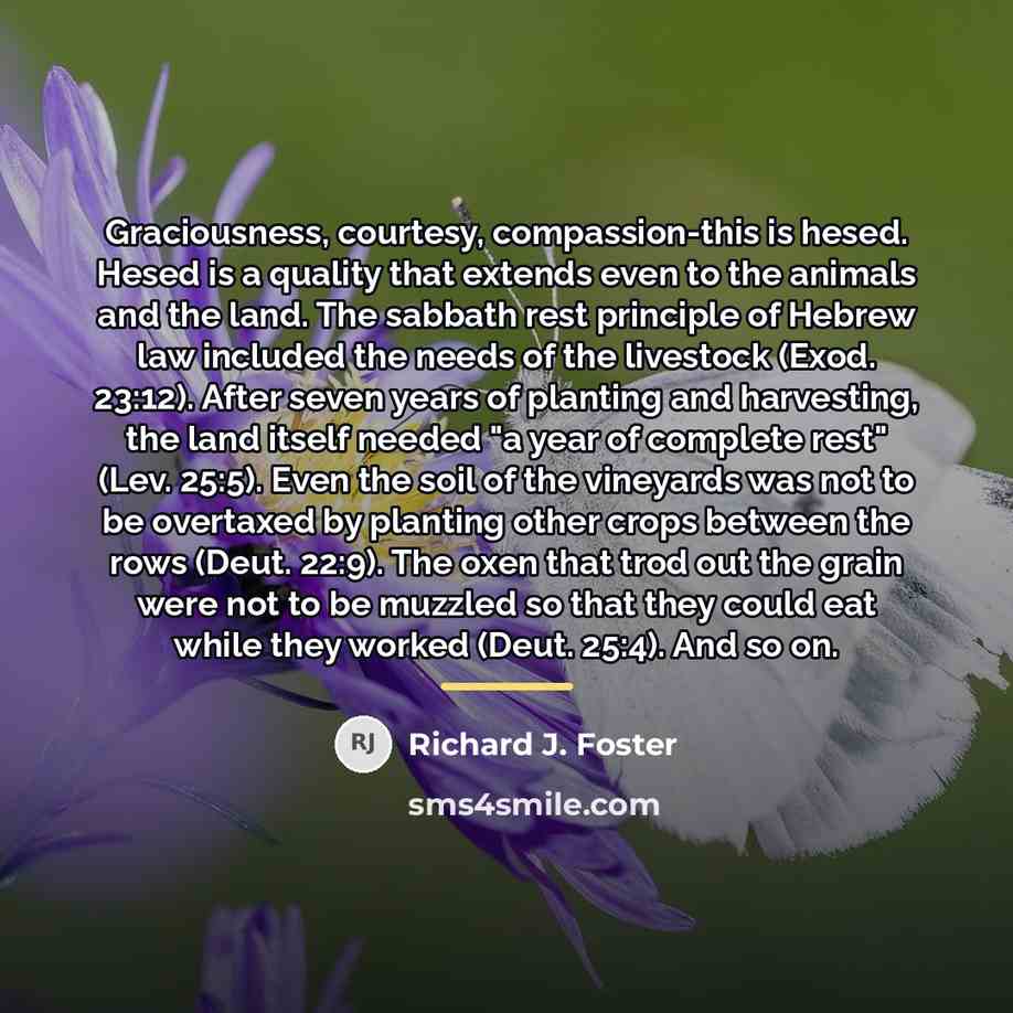 “Graciousness, courtesy, compassion-this is hesed. Hesed is a quality that…” quote by Richard J. Foster