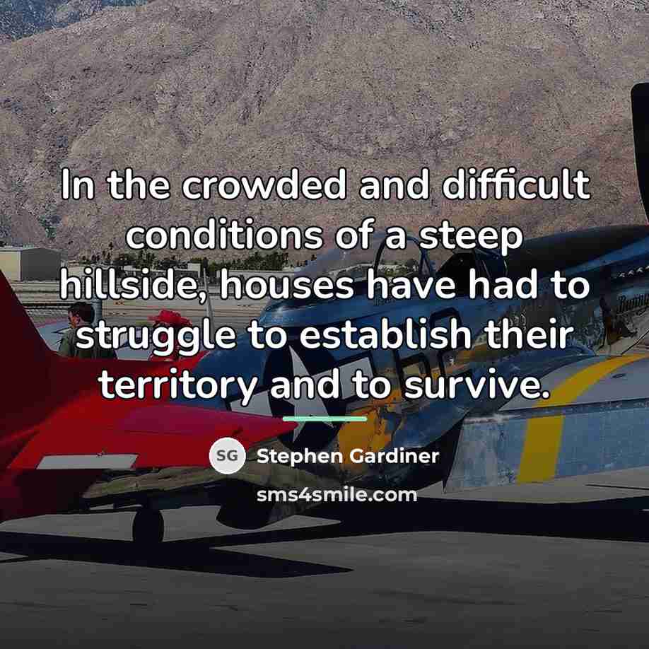 “In the crowded and difficult conditions of a steep hillside,…” quote by Stephen Gardiner