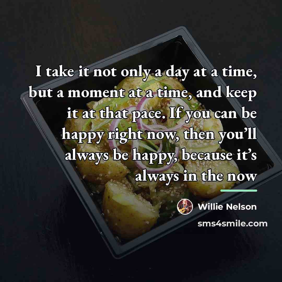 “I take it not only a day at a time,…” quote by Willie Nelson