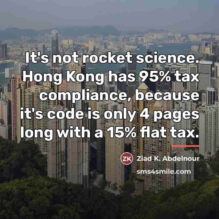 “It's not rocket science. Hong Kong has 95% tax compliance,…” quote by Ziad K. Abdelnour