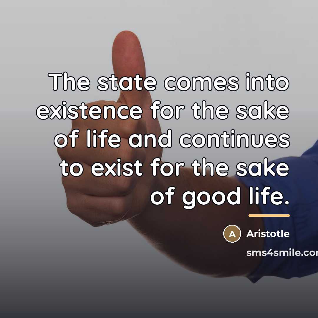 “The state comes into existence for the sake of life…” quote by Aristotle