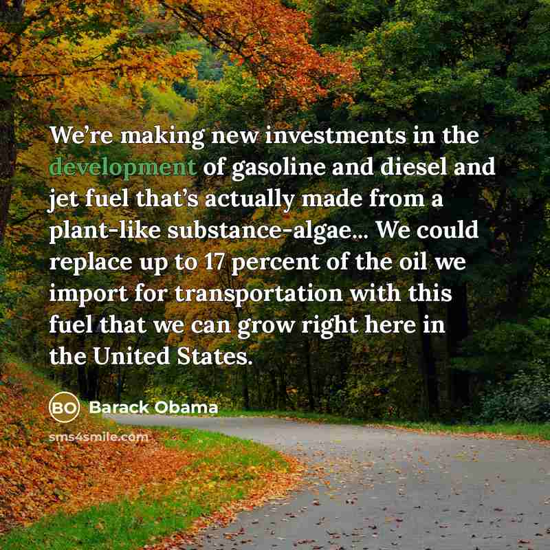 “We’re making new investments in the development of gasoline and…” quote by Barack Obama