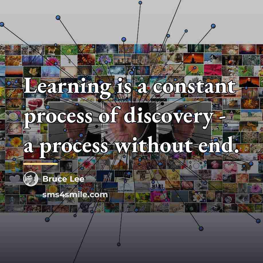 “Learning is a constant process of discovery - a process…” quote by Bruce Lee