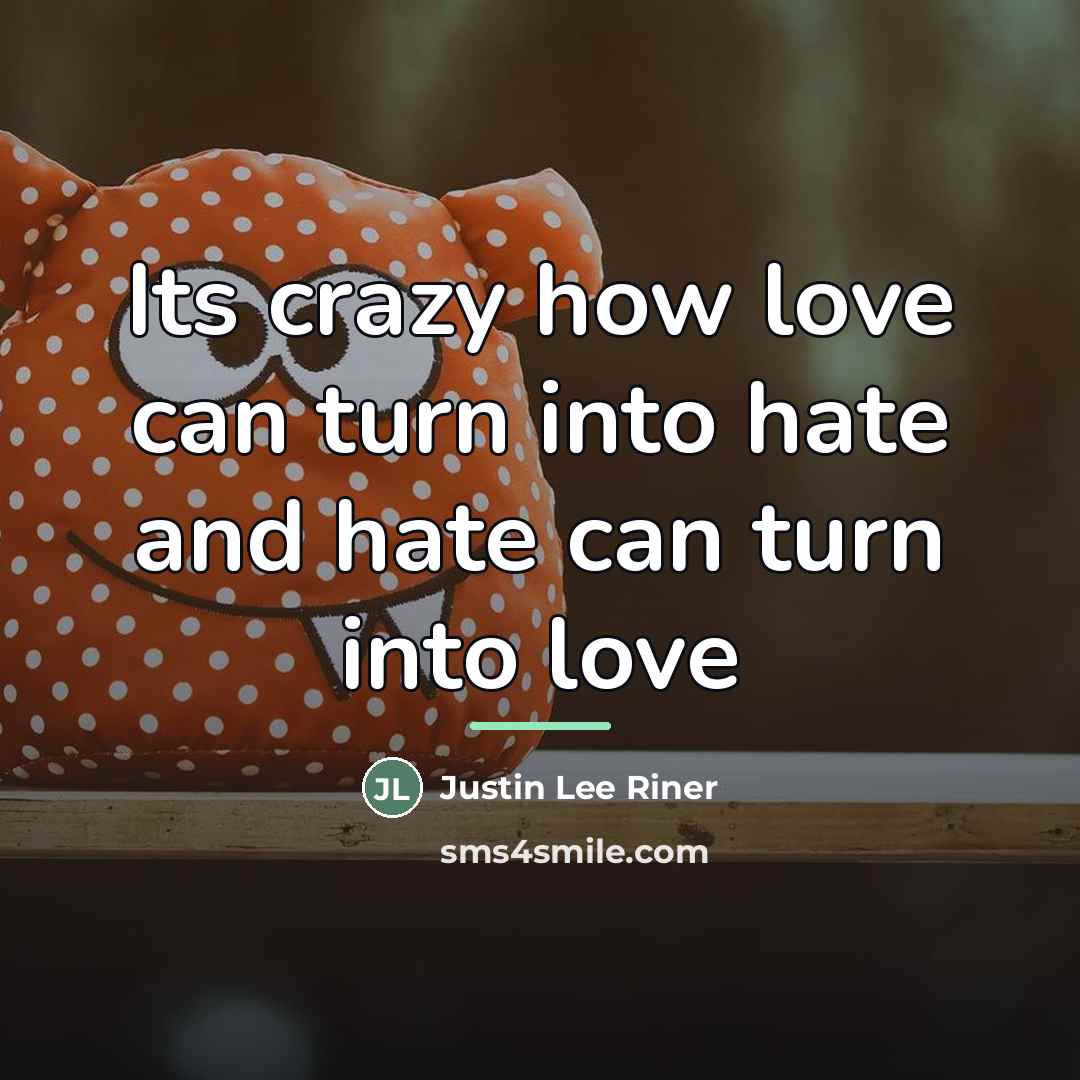 “Its crazy how love can turn into hate and hate…” quote by Justin Lee Riner