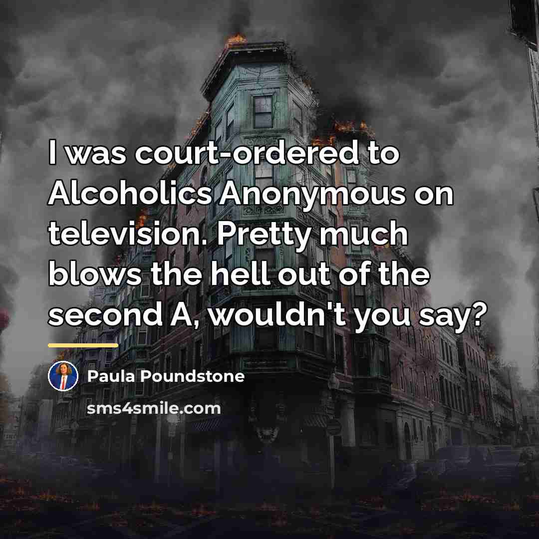 “I was court-ordered to Alcoholics Anonymous on television. Pretty much…” quote by Paula Poundstone