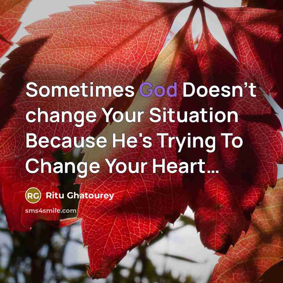 “Sometimes God Doesn't change Your Situation Because He's Trying To…” quote by Ritu Ghatourey