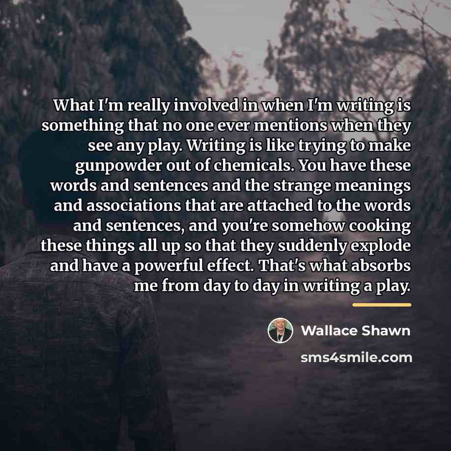 “What I'm really involved in when I'm writing is something…” quote by Wallace Shawn