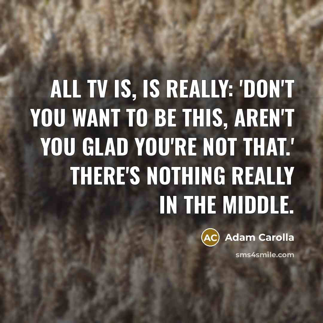 “All TV is, is really: 'Don't you want to be…” quote by Adam Carolla