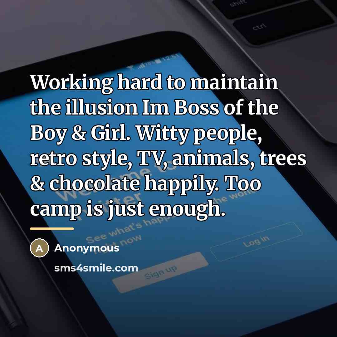 “Working hard to maintain the illusion Im Boss of the…” quote by Anonymous