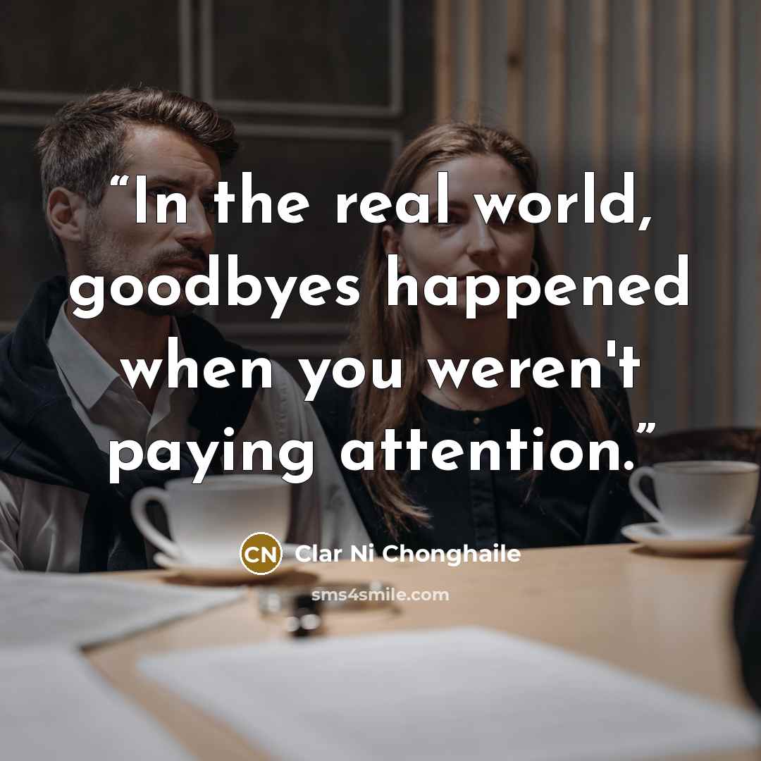 “In the real world, goodbyes happened when you weren't paying attention.” quote by Clar Ni Chonghaile