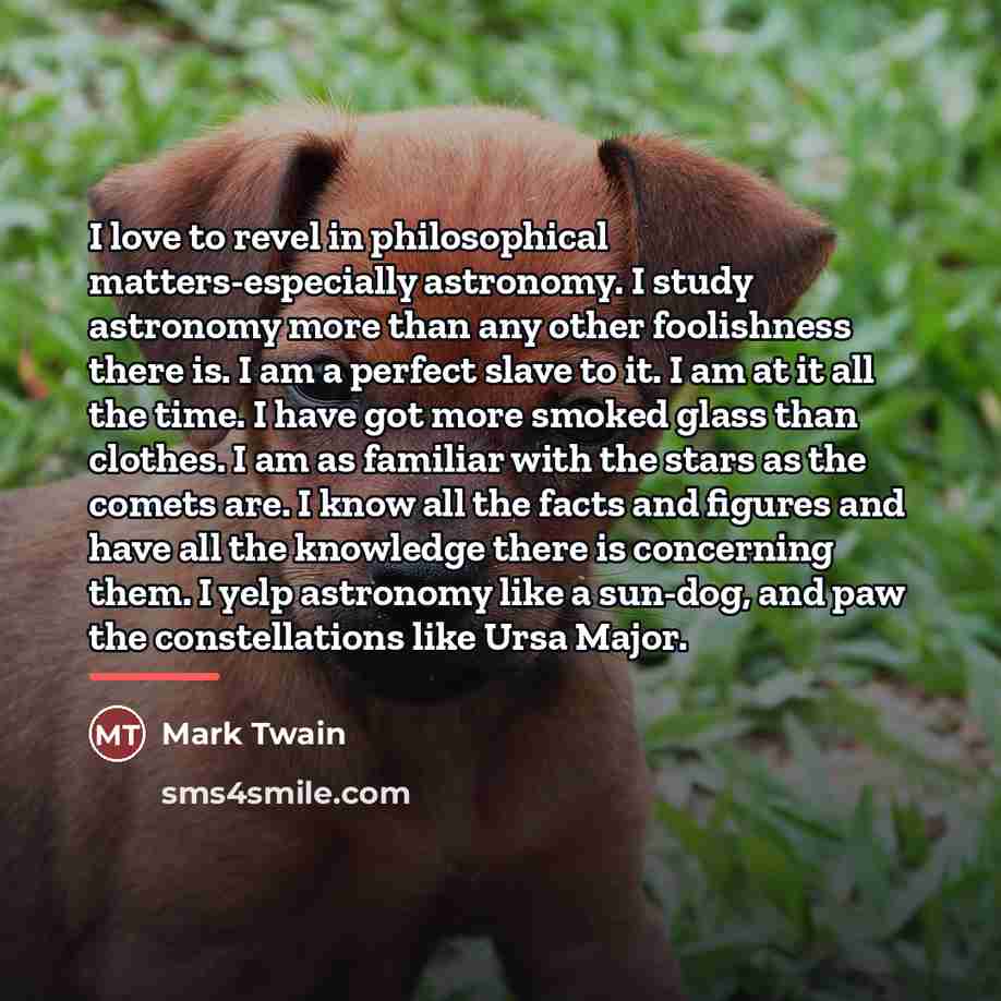 “I love to revel in philosophical matters-especially astronomy. I study…” quote by Mark Twain
