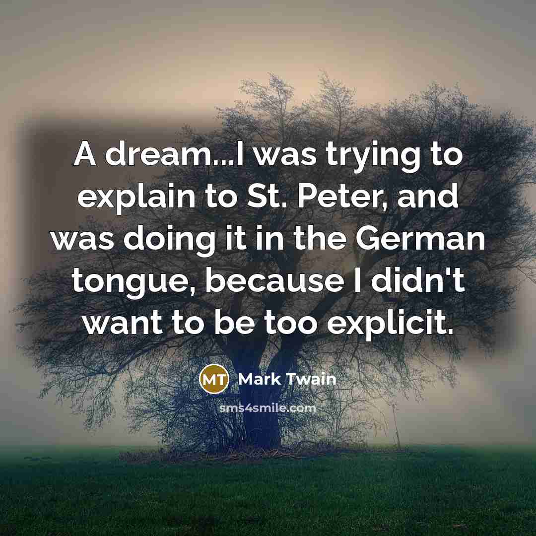 “A dream...I was trying to explain to St. Peter, and…” quote by Mark Twain