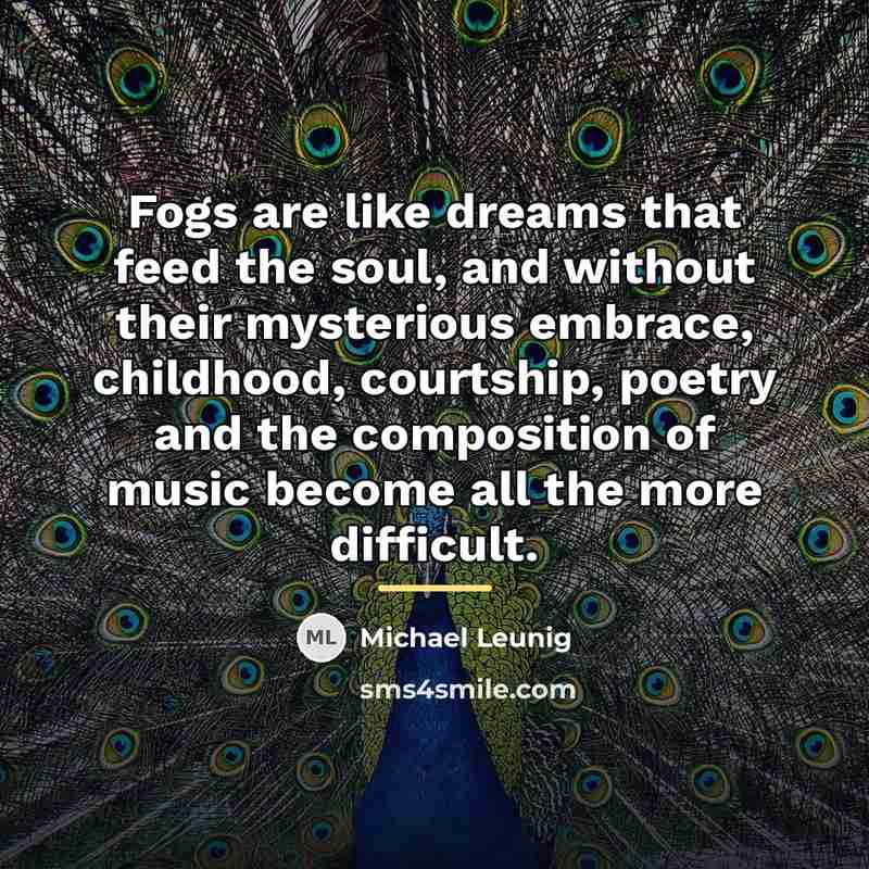 “Fogs are like dreams that feed the soul, and without…” quote by Michael Leunig
