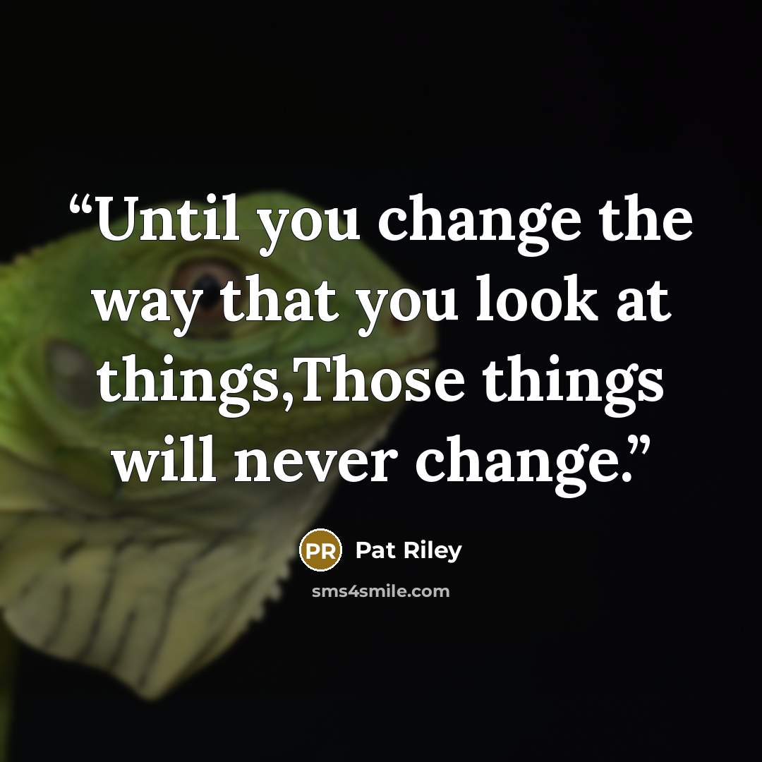 “Until you change the way that you look at things,Those things will never change.” quote by Pat Riley
