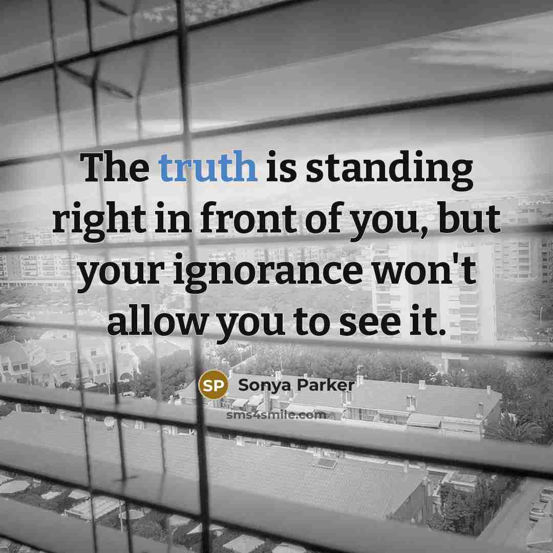 “The truth is standing right in front of you, but…” quote by Sonya Parker