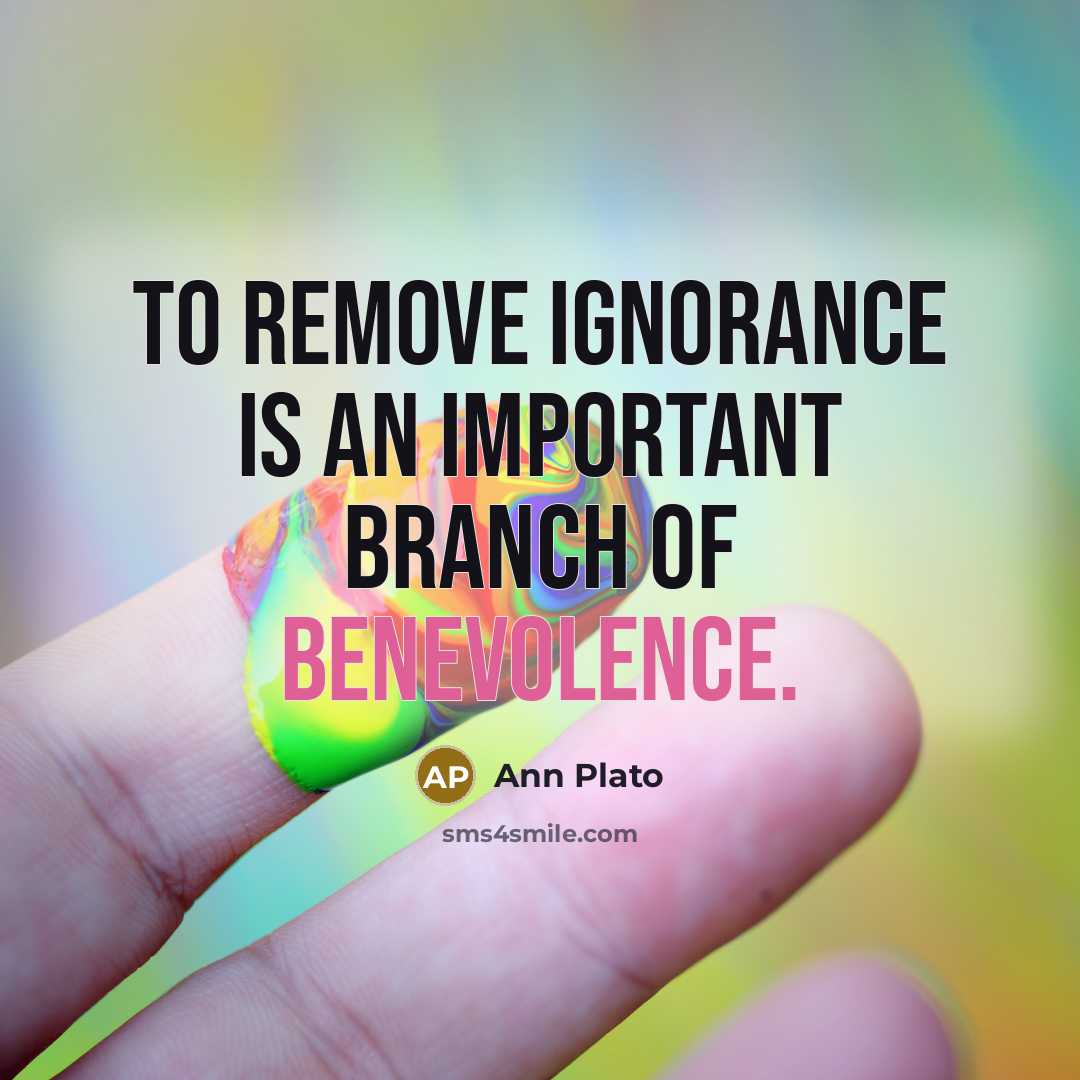 “To remove ignorance is an important branch of benevolence.…” quote by Ann Plato