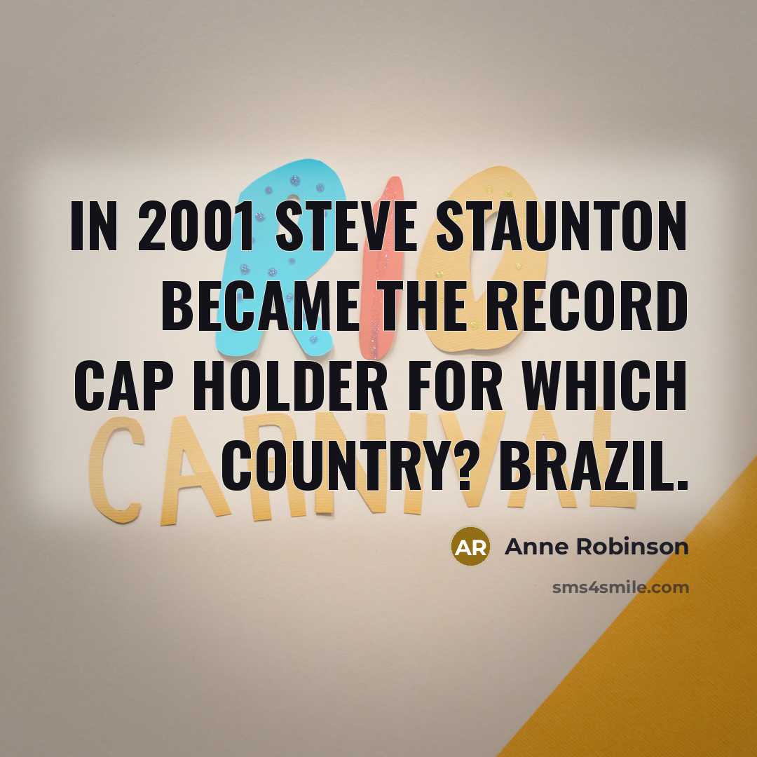 “In 2001 Steve Staunton became the record cap holder for…” quote by Anne Robinson