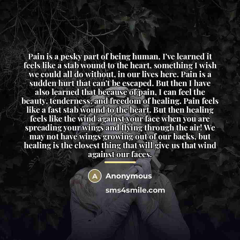 “Pain is a pesky part of being human, I've learned…” quote by Anonymous