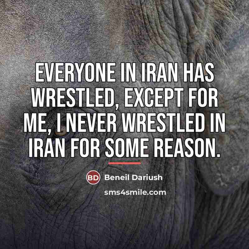 “Everyone in Iran has wrestled, except for me, I never…” quote by Beneil Dariush