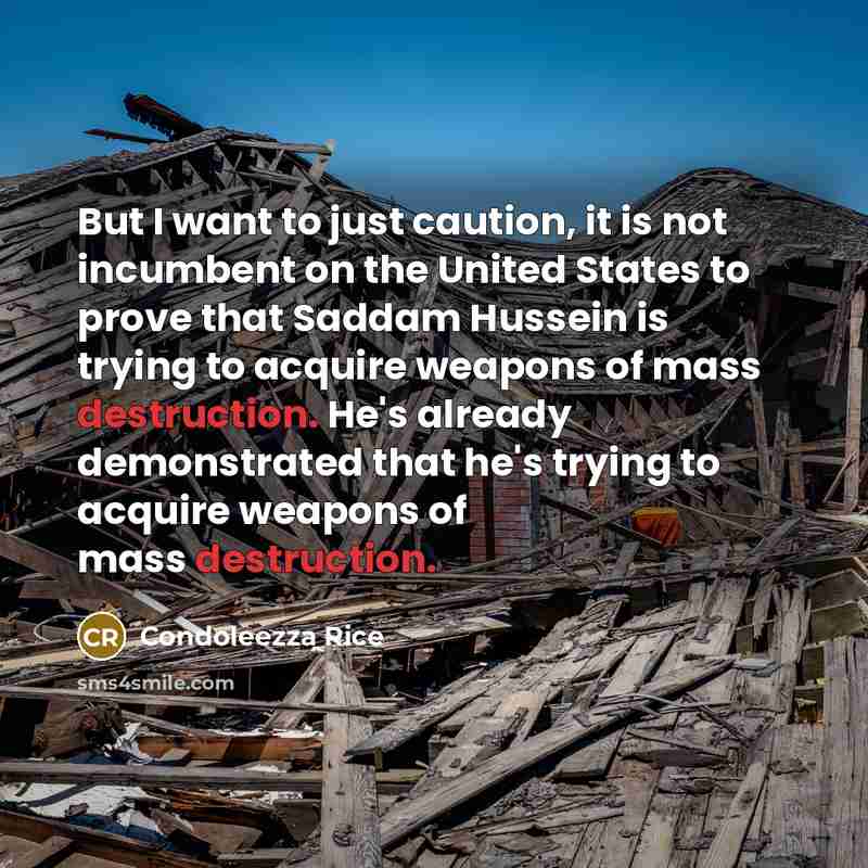 “But I want to just caution, it is not incumbent…” quote by Condoleezza Rice