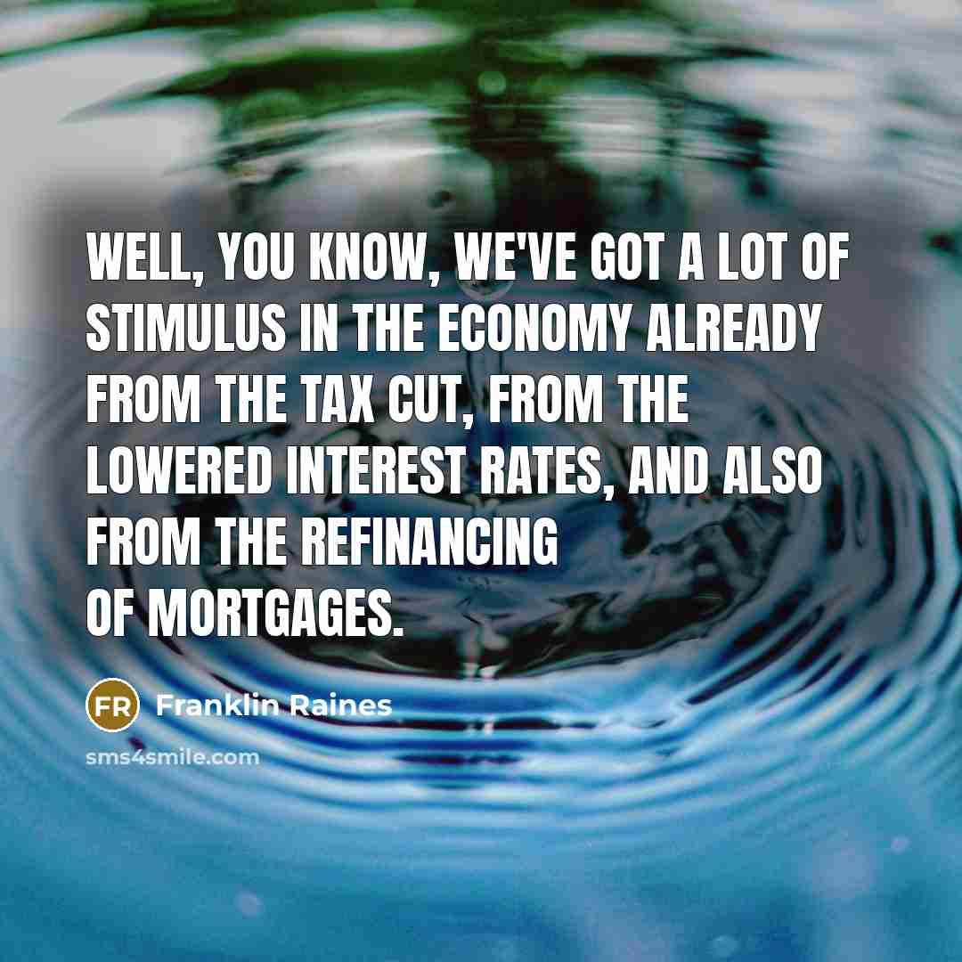 “Well, you know, we've got a lot of stimulus in…” quote by Franklin Raines