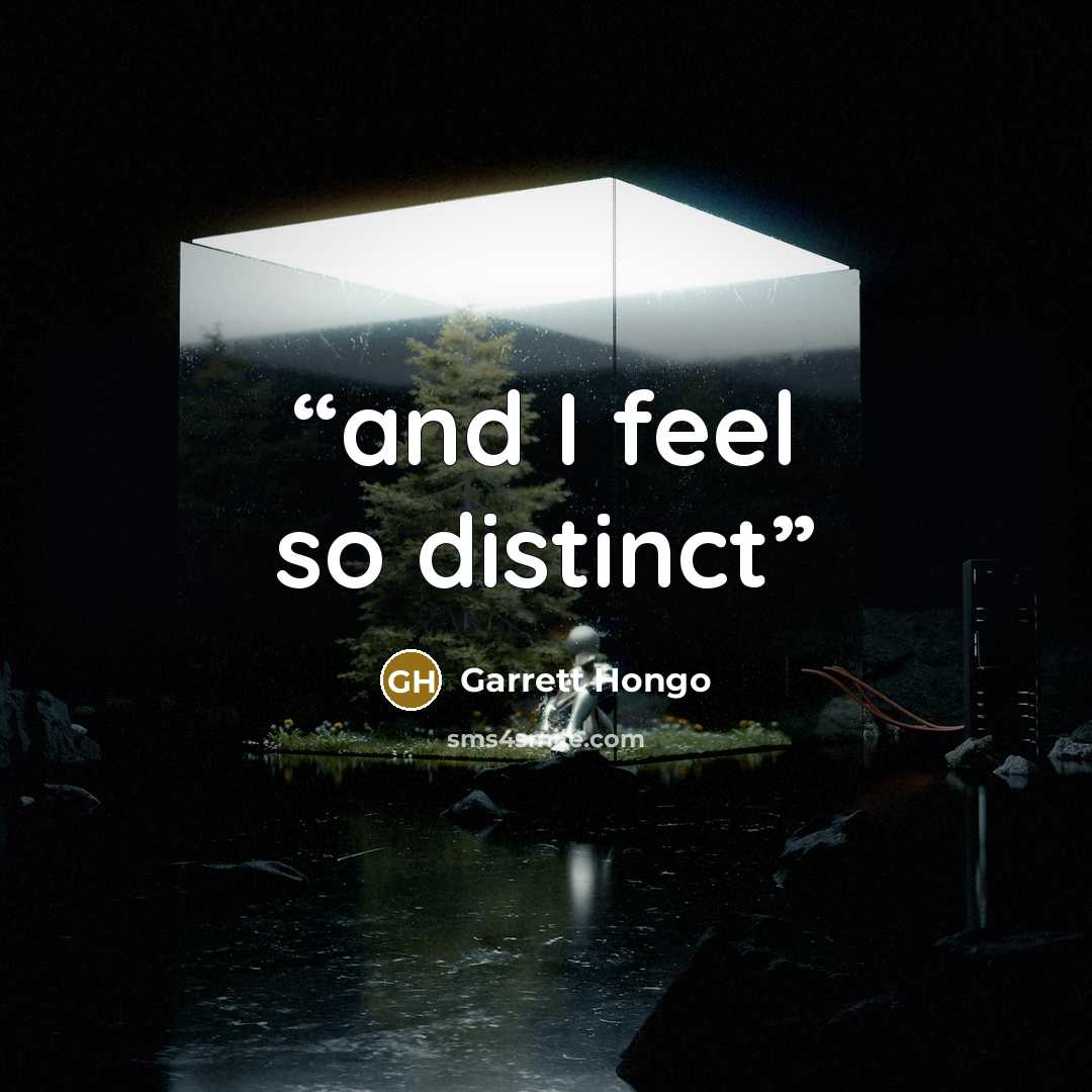 “and I feel so distinct” quote by Garrett Hongo