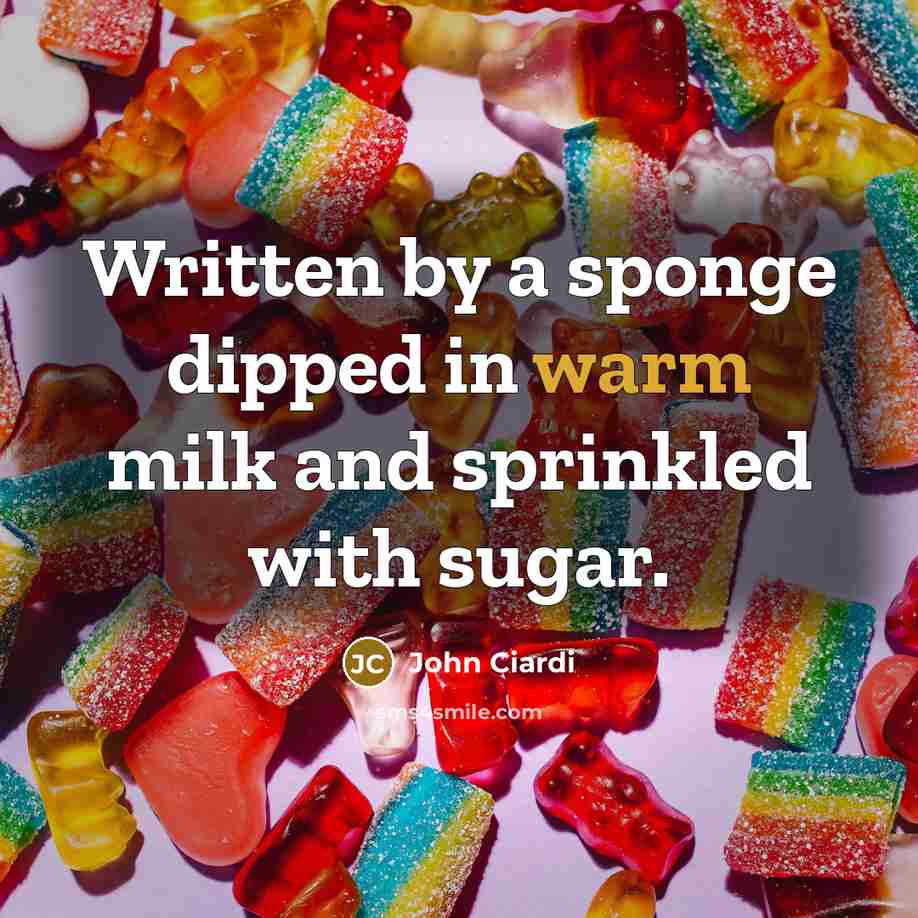 “Written by a sponge dipped in warm milk and sprinkled…” quote by John Ciardi