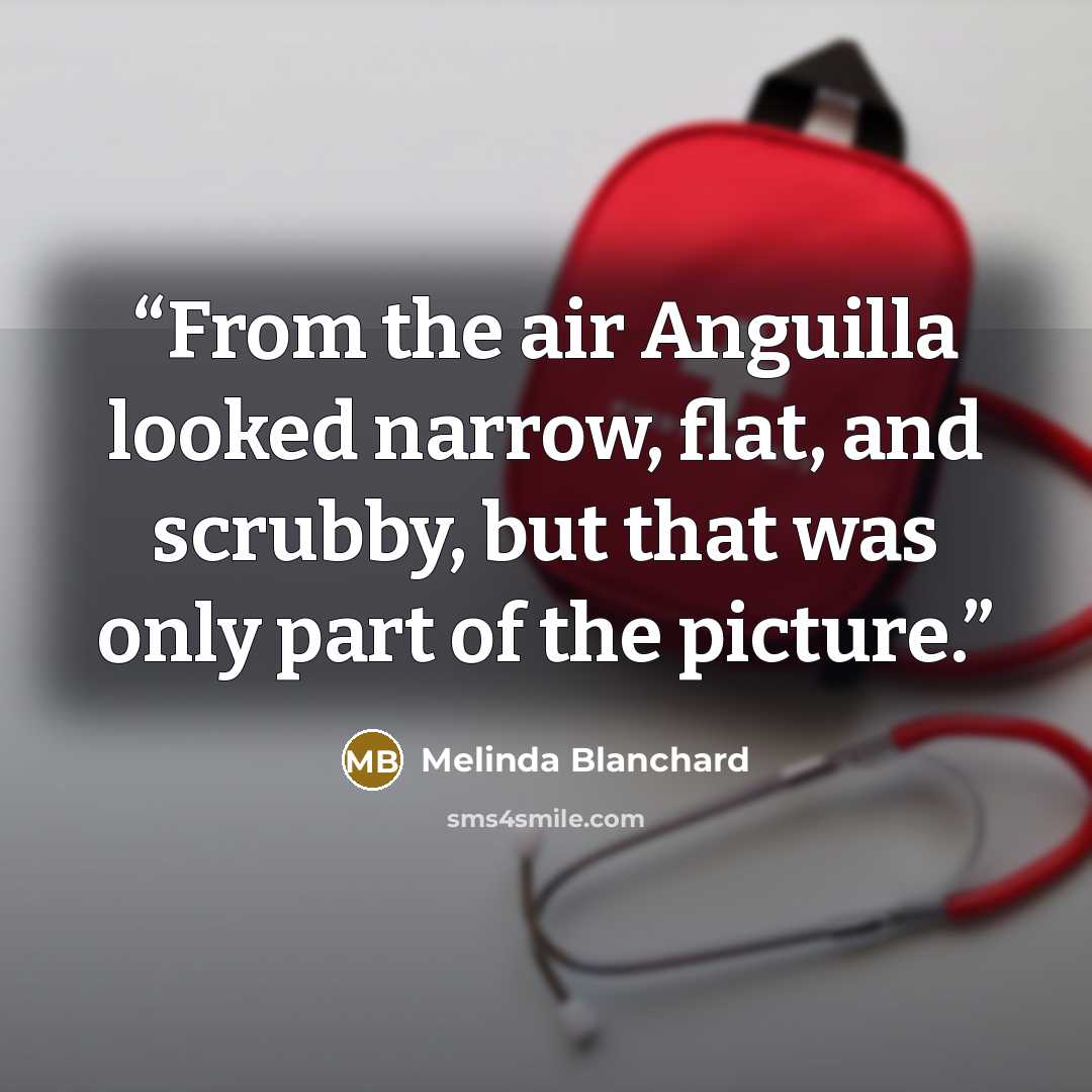 “From the air Anguilla looked narrow, flat, and scrubby, but that was only part of the picture.” quote by Melinda Blanchard