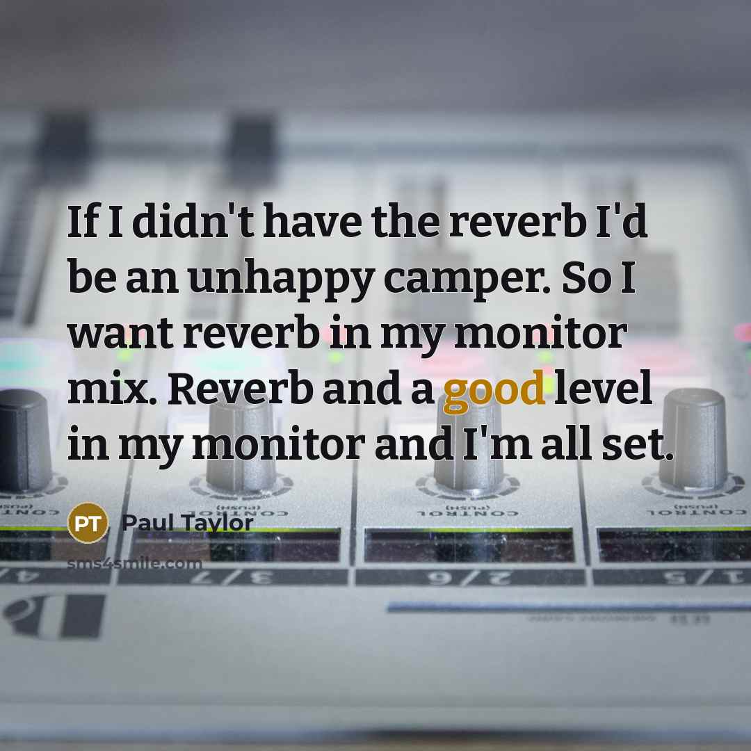 “If I didn't have the reverb I'd be an unhappy…” quote by Paul Taylor