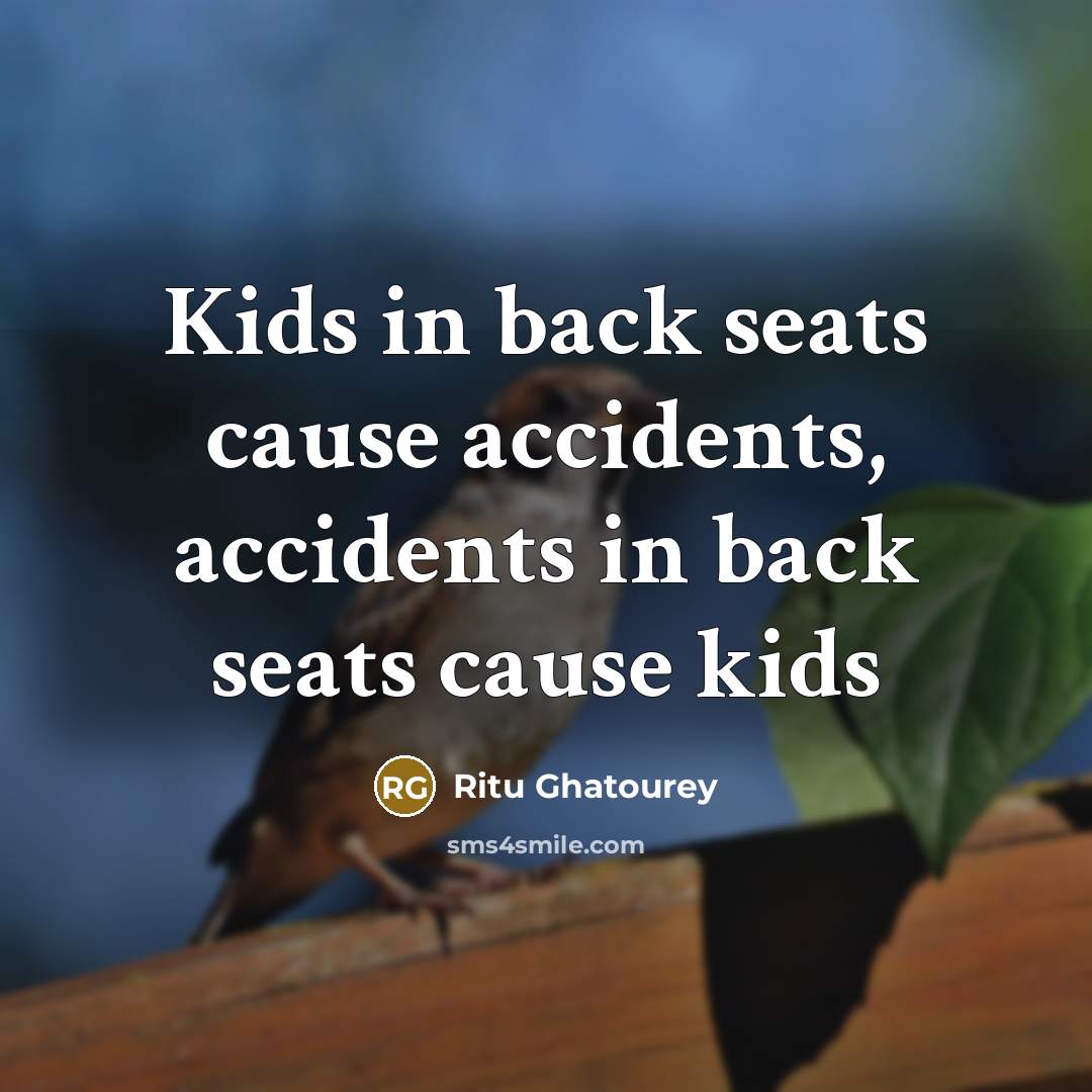 “Kids in back seats cause accidents, accidents in back seats…” quote by Ritu Ghatourey