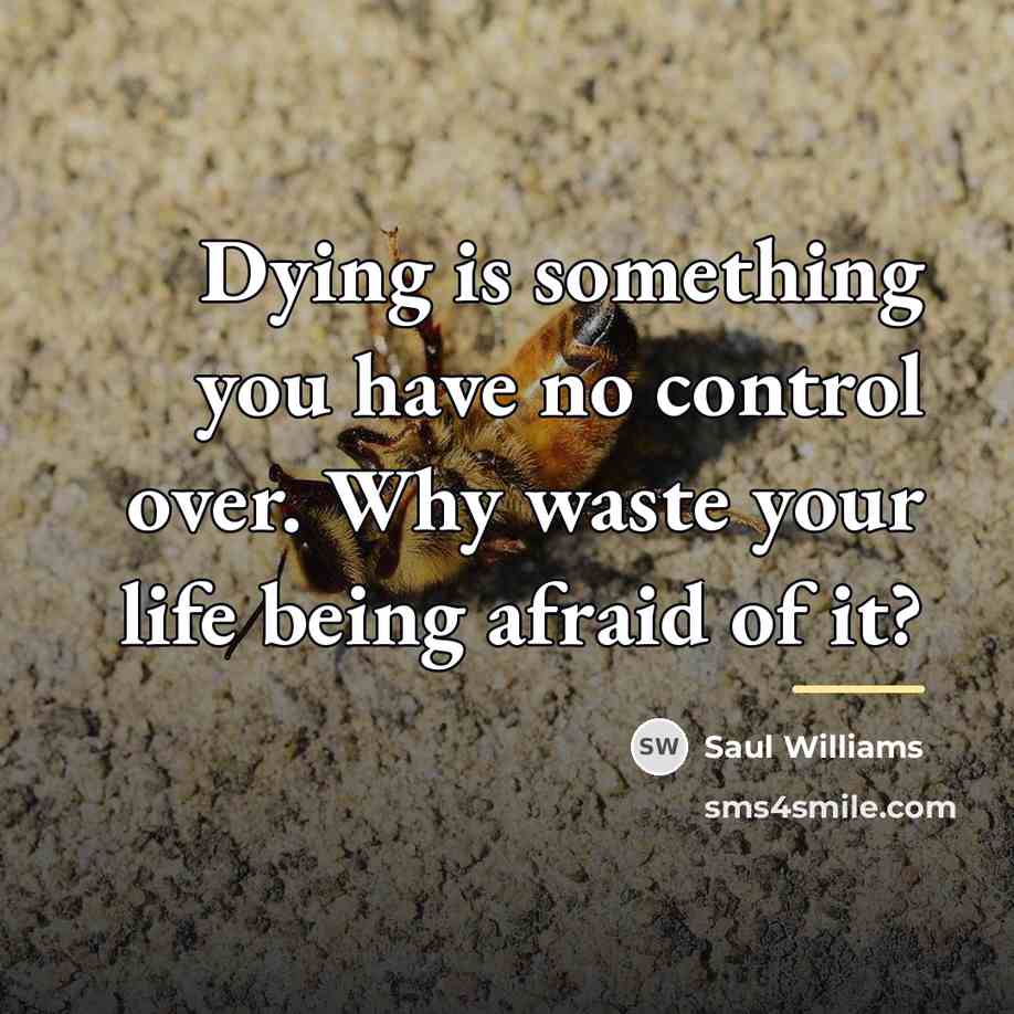 “Dying is something you have no control over. Why waste…” quote by Saul Williams