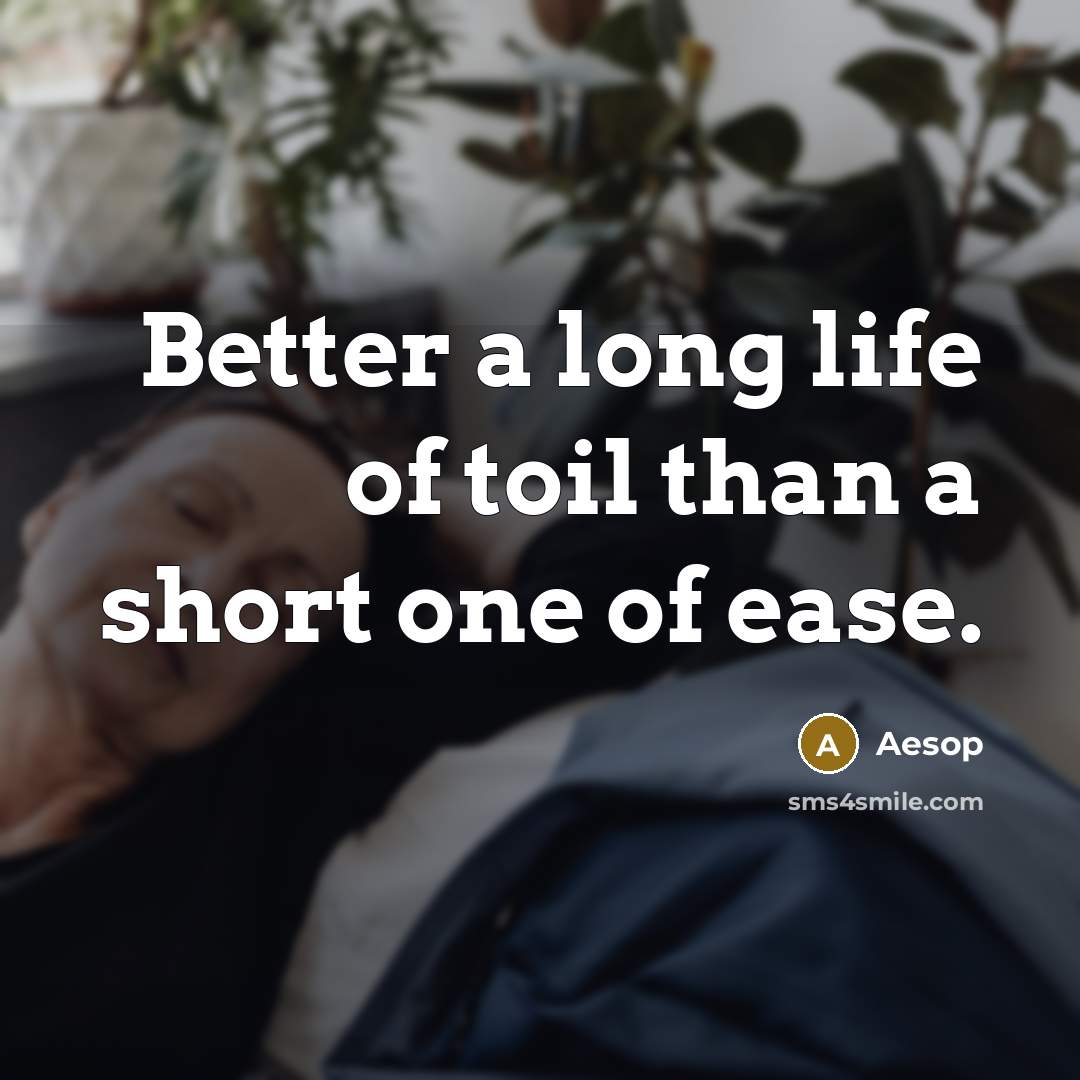 “Better a long life of toil than a short one…” quote by Aesop