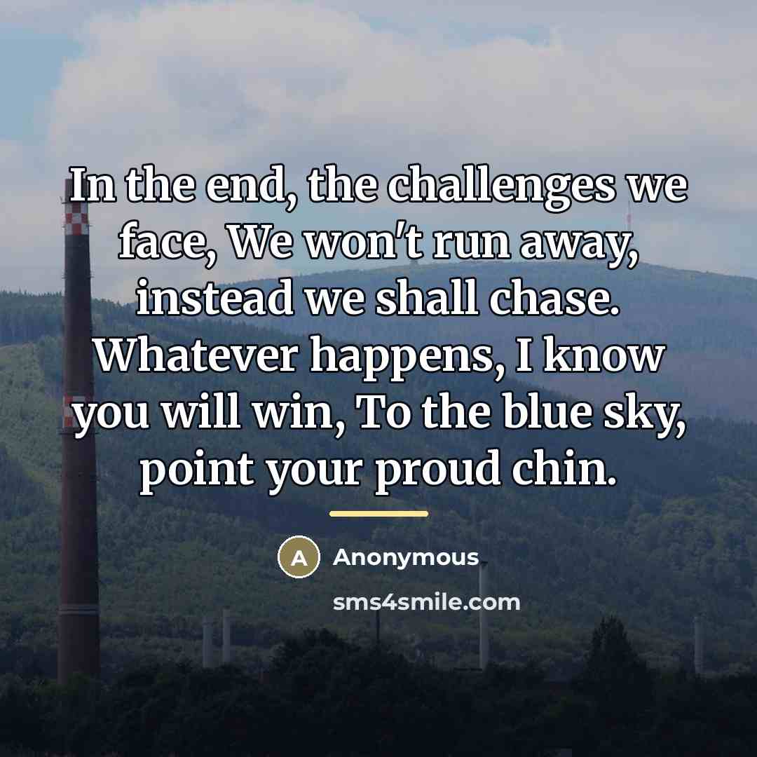 “In the end, the challenges we face, We won't run…” quote by Anonymous