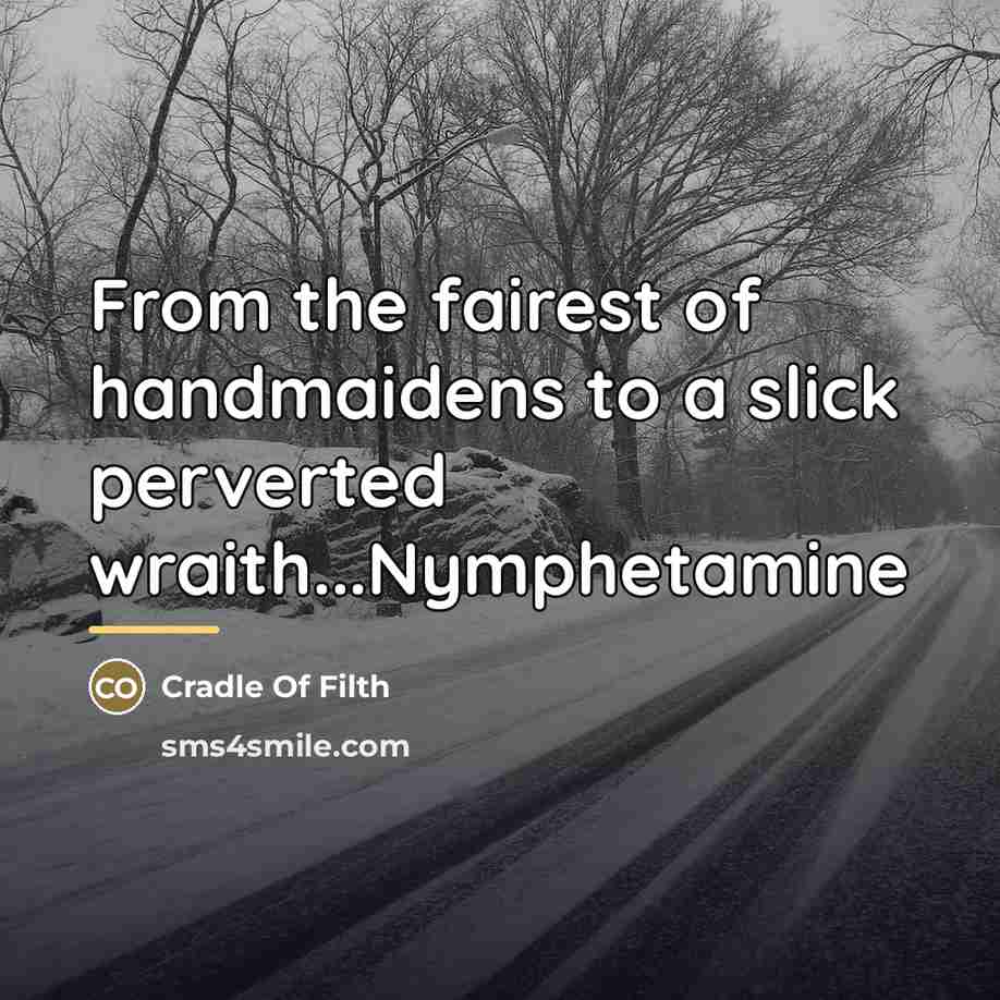 “From the fairest of handmaidens to a slick perverted wraith...Nymphetamine…” quote by Cradle Of Filth