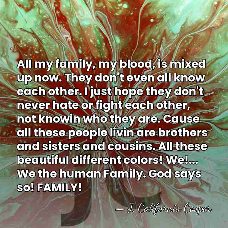 All my family, my blood, is mixed up now. They don't even&hellip; - J. California Cooper