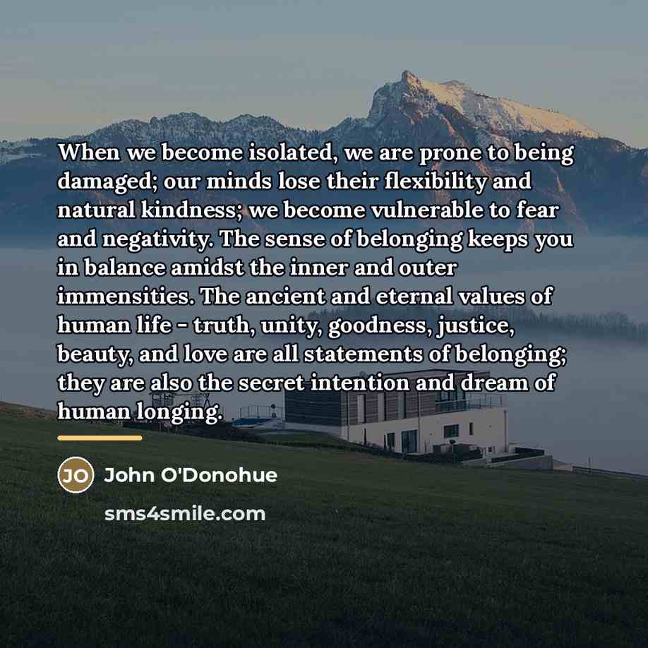 “When we become isolated, we are prone to being damaged;…” quote by John O'Donohue