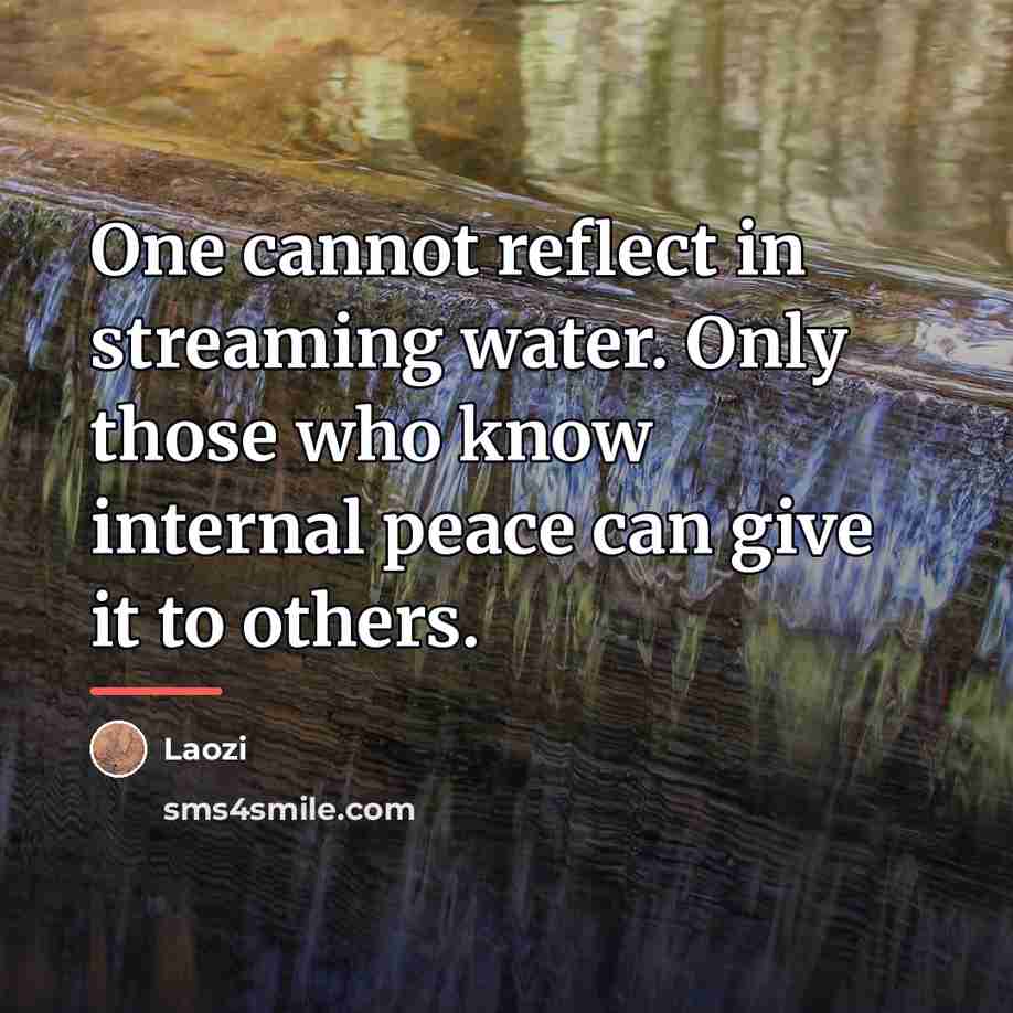 “One cannot reflect in streaming water. Only those who know…” quote by Laozi