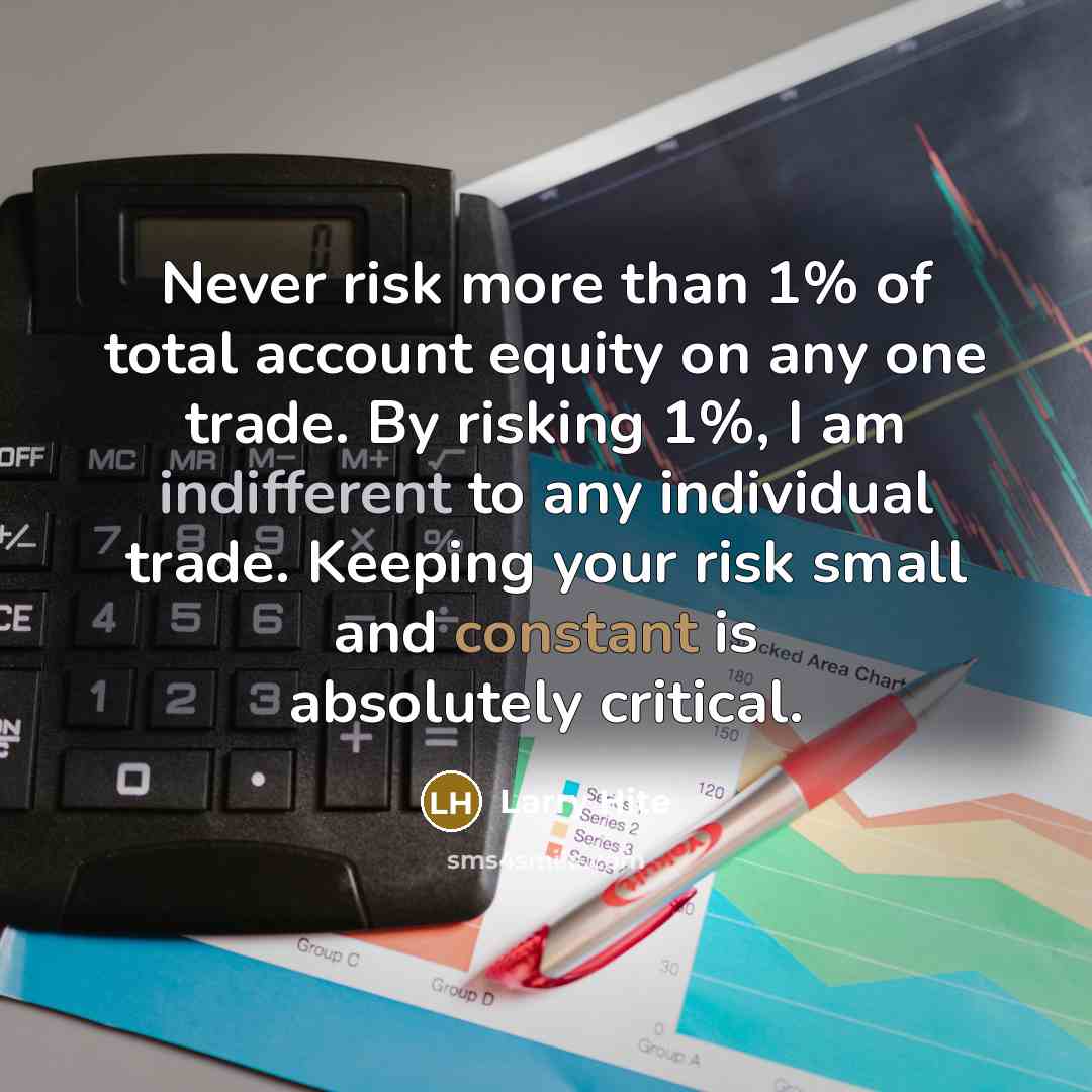 “Never risk more than 1% of total account equity on…” quote by Larry Hite
