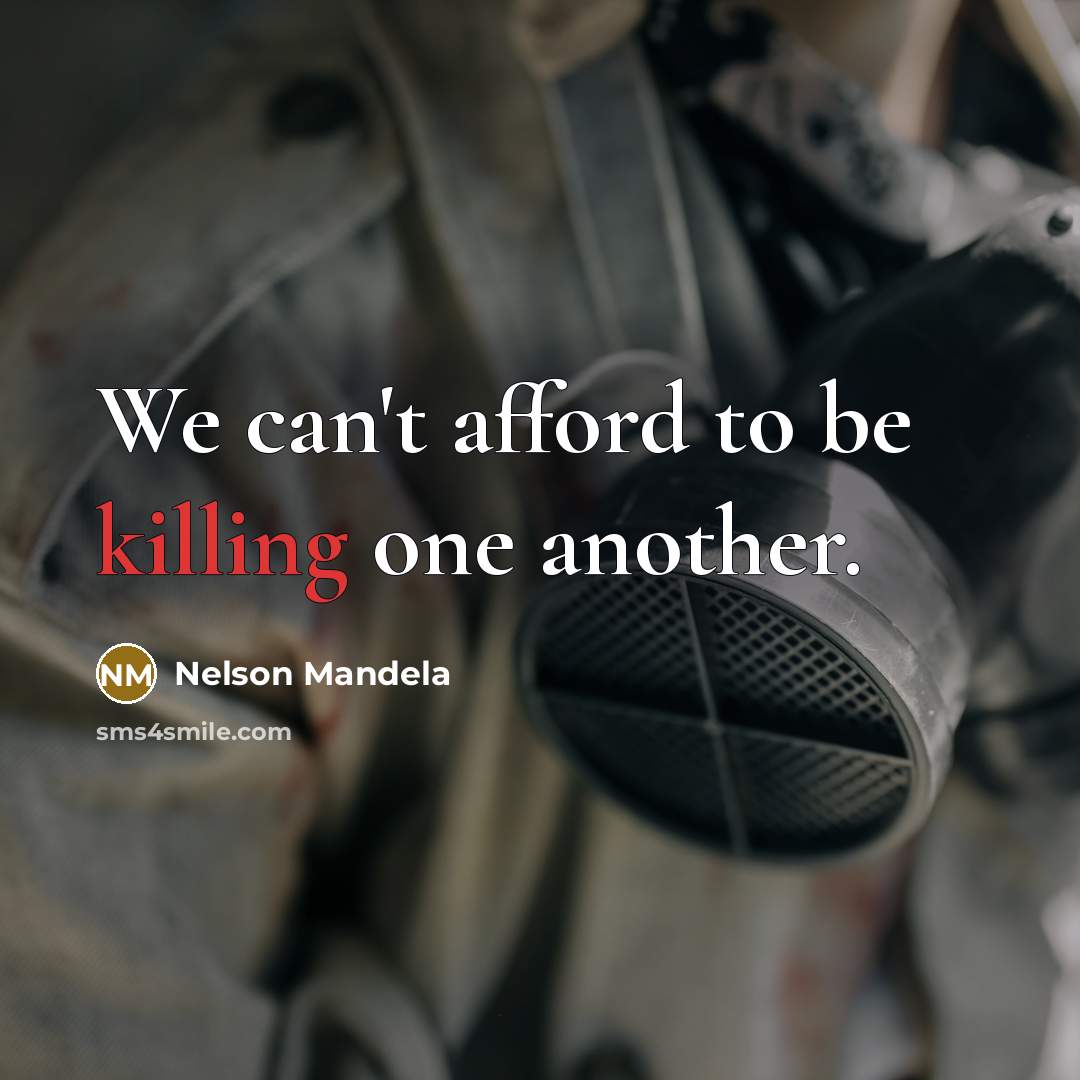 “We can't afford to be killing one another.…” quote by Nelson Mandela