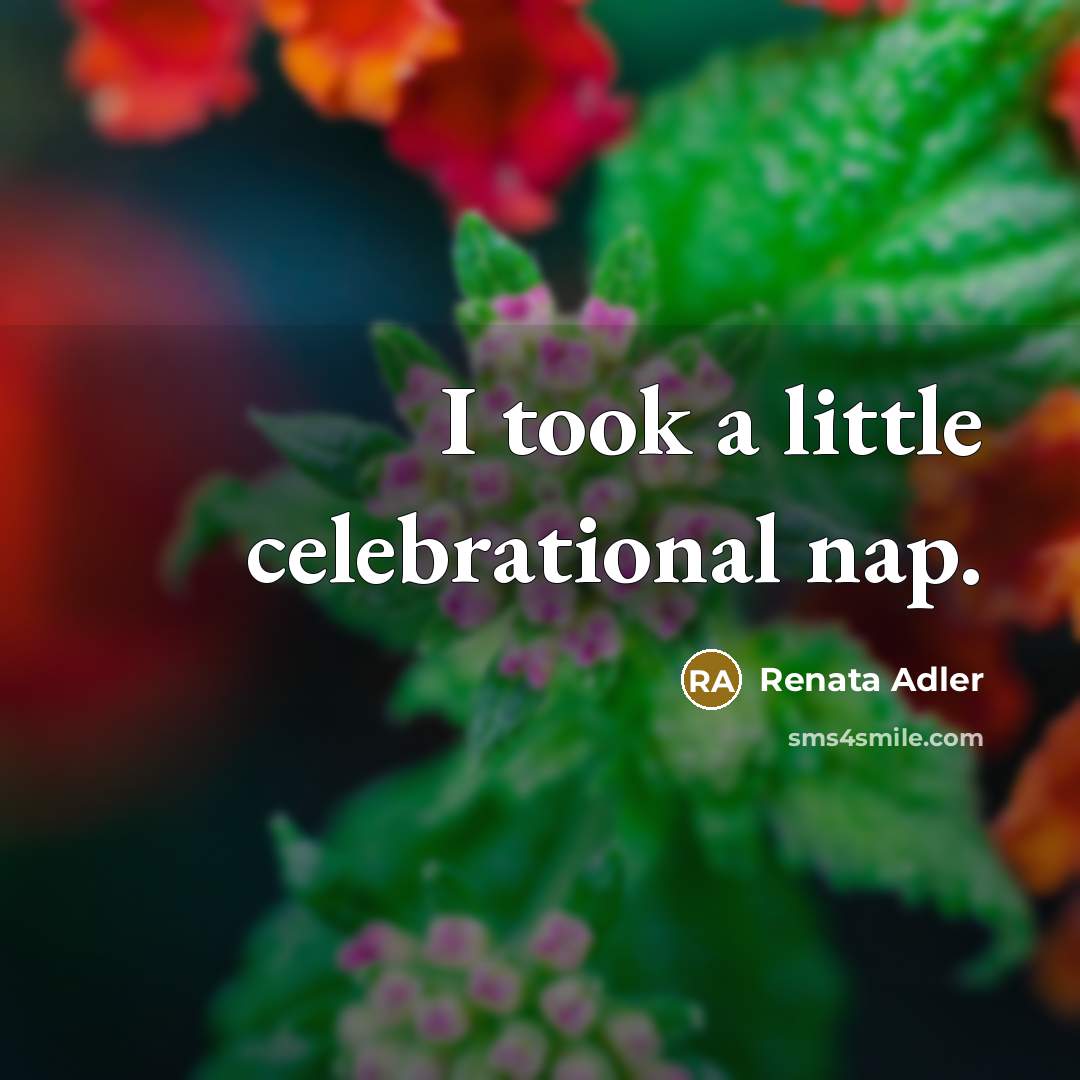 “I took a little celebrational nap.…” quote by Renata Adler