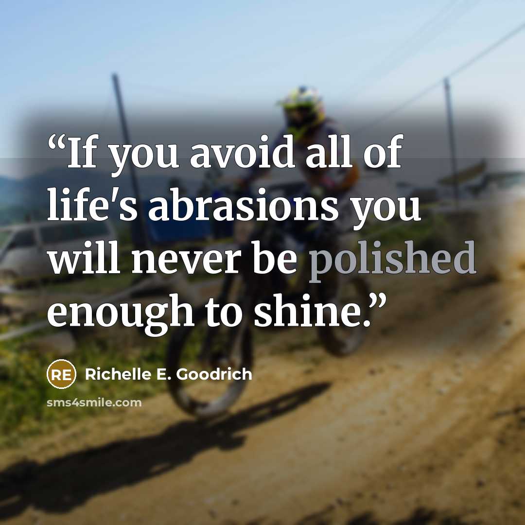 “If you avoid all of life's abrasions you will never be polished enough to shine.” quote by Richelle E. Goodrich